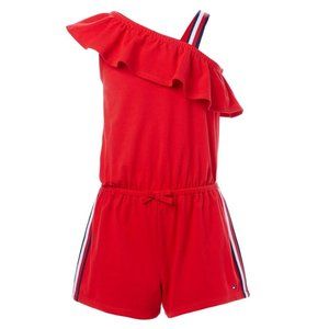 TOMMY HILFIGER Girls Piqué One-Shoulder Romper sz 5